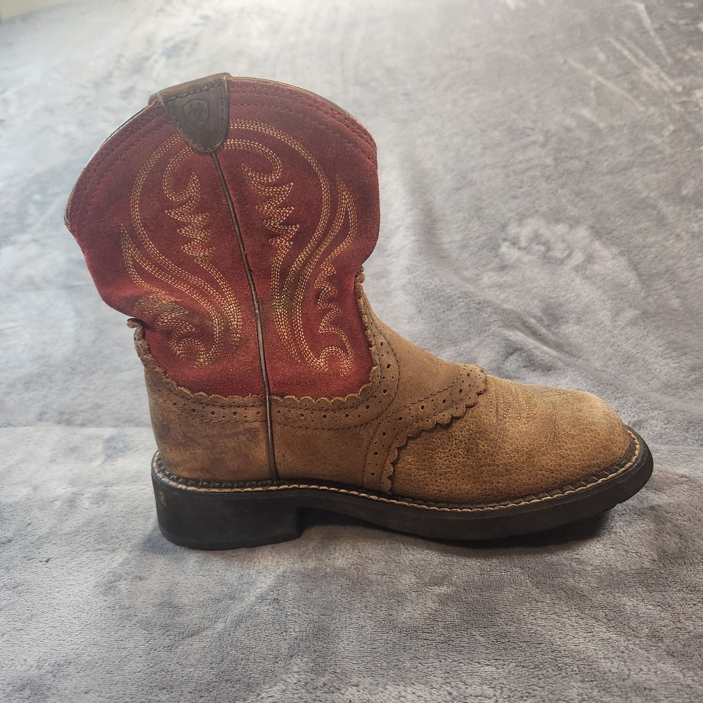 Ariat Boots Womens 7 Brown Red Leather Fatbaby Cowgirl Western 10014079 - Picture 2 of 9